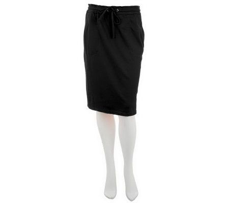 Linea by Louis DellOlio Drawstring Ponte Knit Skirt w/Pockets - A233183