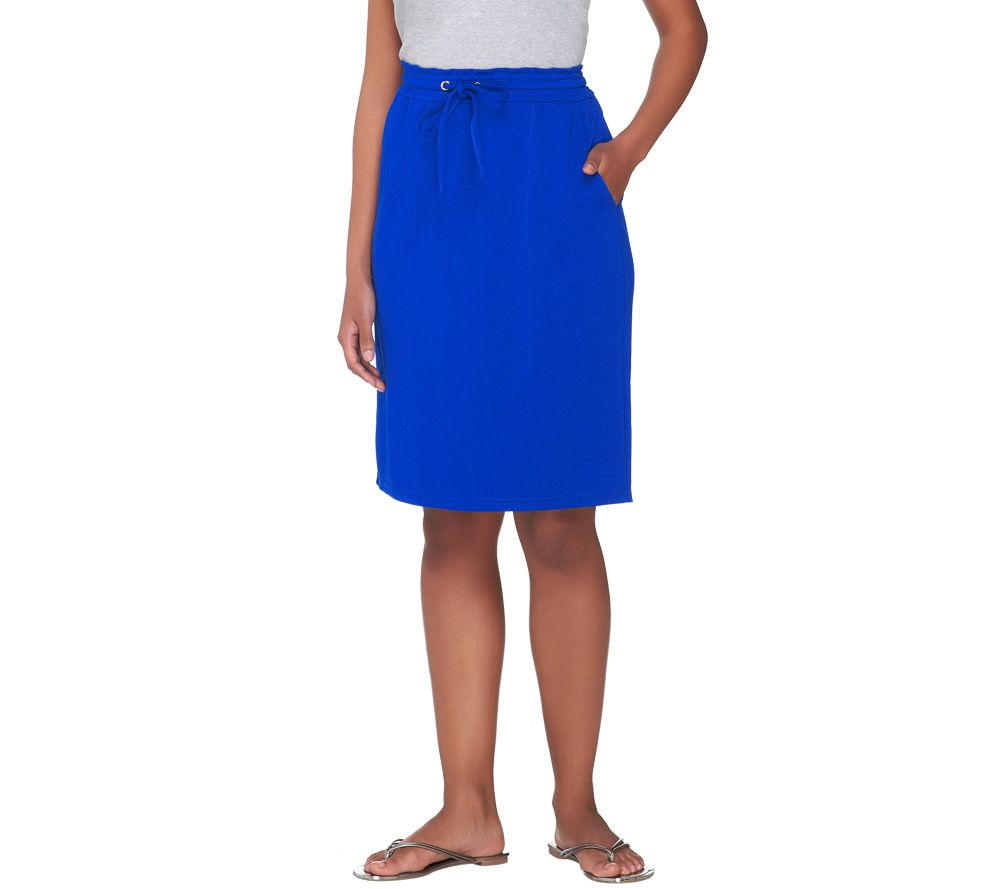 Linea by Louis DellOlio Drawstring Ponte Knit Skirt w/Pockets - A233183