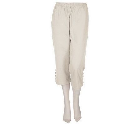 Denim & Co. Original Waist Stretch Twill Capri Pants w/Button Detail - A80083