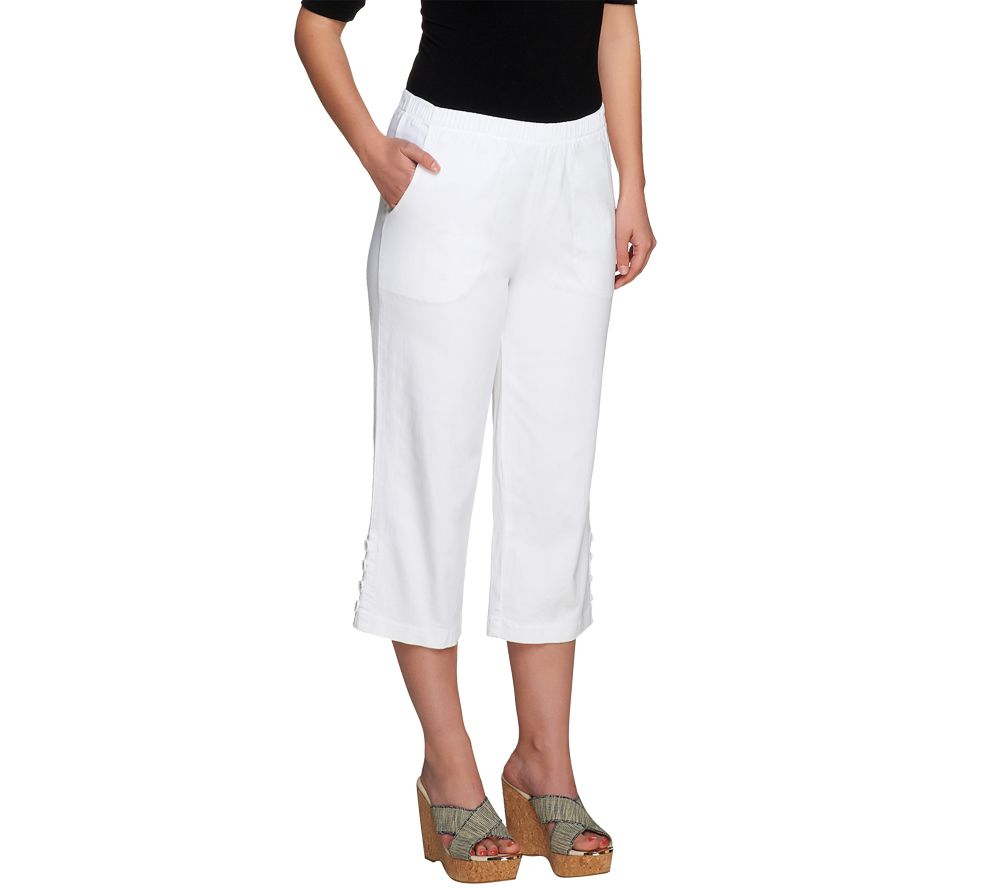 Denim & Co. Original Waist Stretch Twill Capri Pants w/Button Detail - A80083