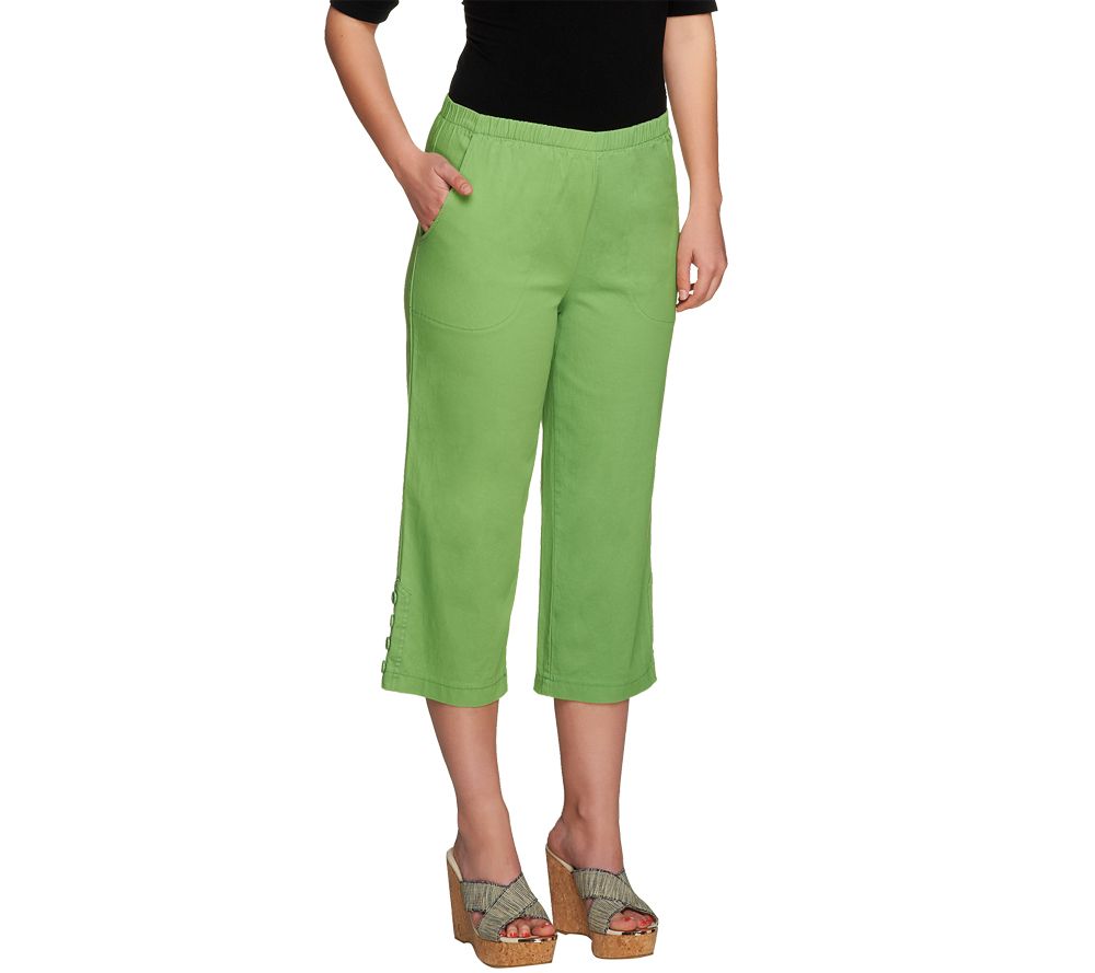 Denim & Co. Original Waist Stretch Twill Capri Pants w/Button Detail - A80083