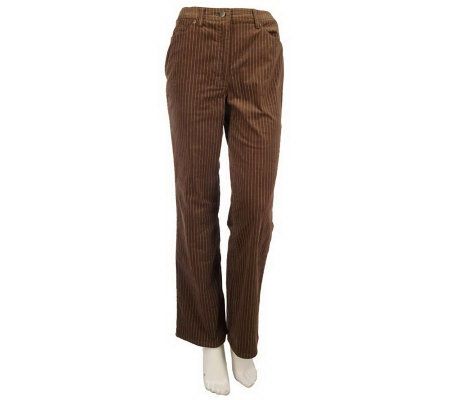 Denim & Co. Regular Classic Waist Pinstripe Velveteen Pants - A85383