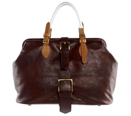Isaac Mizrahi New York Leather Satchel with Buckle Closure - A210884