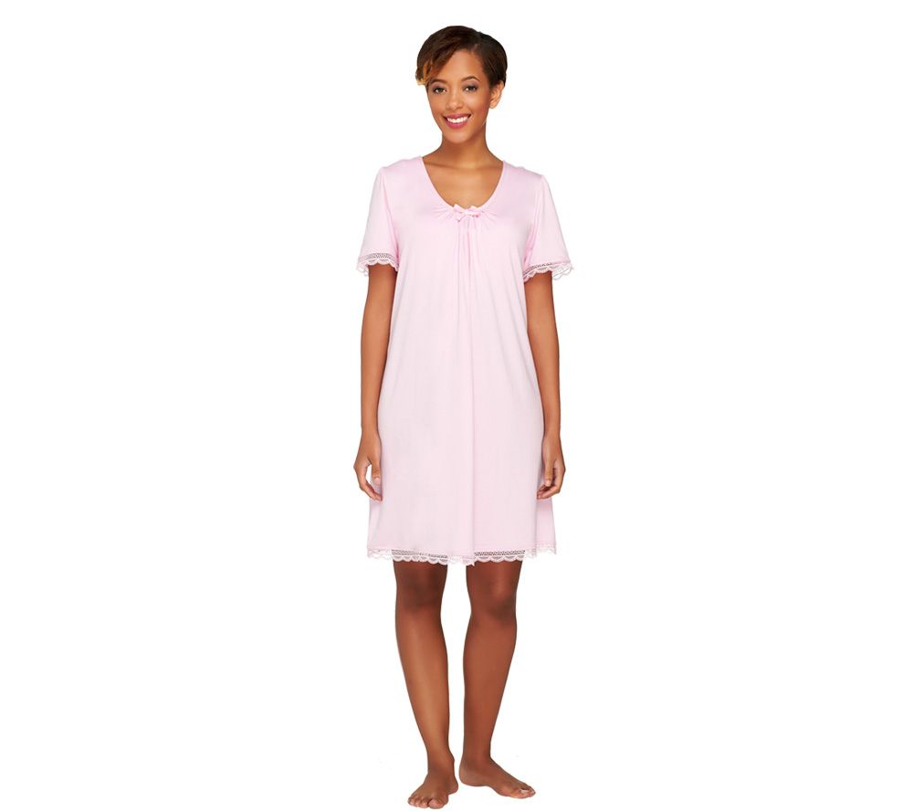 Brajama V-Neck Nightgown w/ Soft Cup Bra - A212384