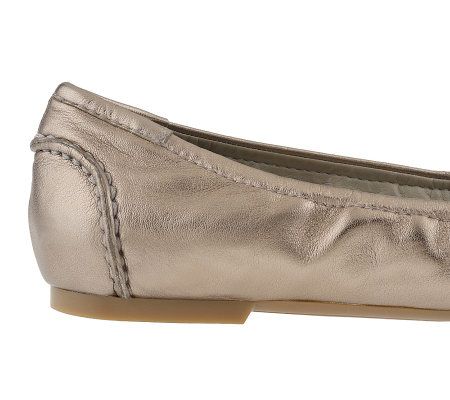 B. Makowsky Leather Ballet Flats w/ Mesh Woven Ornament