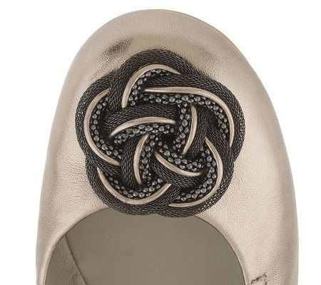 B. Makowsky Leather Ballet Flats w/ Mesh Woven Ornament