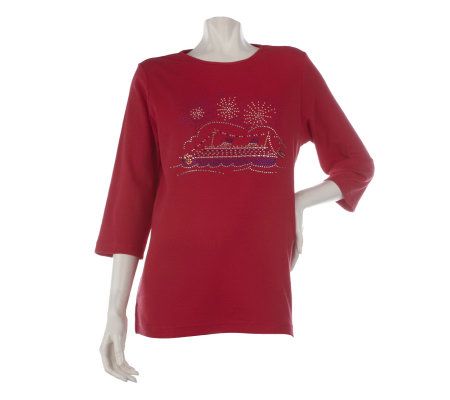 Quacker Factory 3/4 Sleeve Cruisin T-shirt - A213584