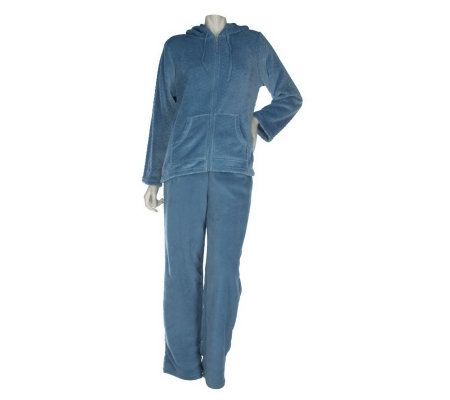 Stan Herman Wave & Plain Plush 2-piece Hooded Lounge Set - A217184