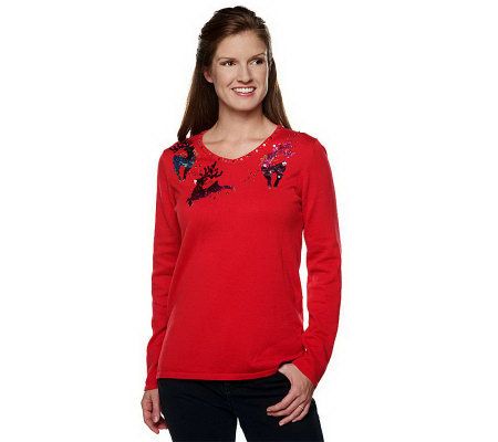 Quacker Factory Ombre Sequin Holiday Sweater - A217884