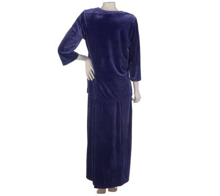 Joan Rives Petite Length Fabulous 2-Piece Velour Lounging Set