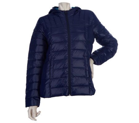 Bernardo Packable Short Down Coat with Hood - A218184