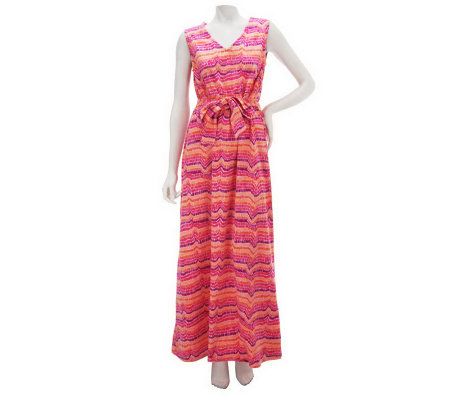 Liz Claiborne New York Geo Chevron Print V-Neck Maxi Dress - A224284