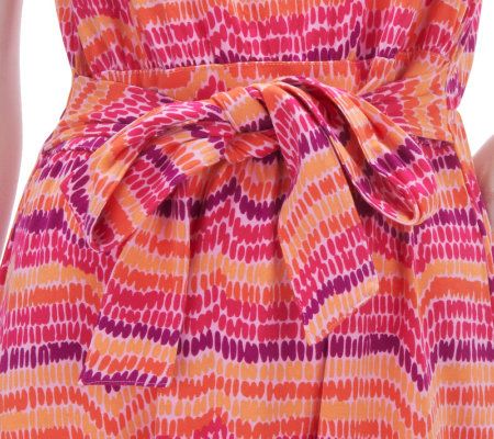 Liz Claiborne New York Geo Chevron Print V-Neck Maxi Dress