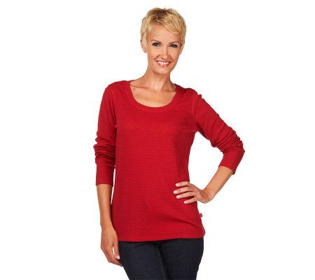 Liz Claiborne New York Essentials Long Sleeve Waffle T-Shirt - A226484