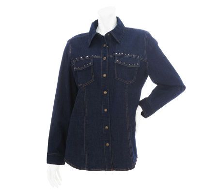 Denim & Co. Denim Shirt Jacket with Heatset Studs - A227884