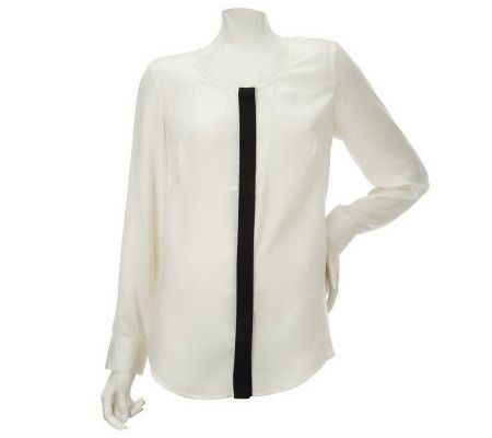 Nicole Richie Collection Button Front Blouse with Contrast Trim - A228684