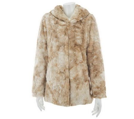 Dennis Basso Tie-Dye Print Sculpted Faux Fur Shawl Collar Coat - A229284