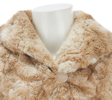 Dennis Basso Tie-Dye Print Sculpted Faux Fur Shawl Collar Coat