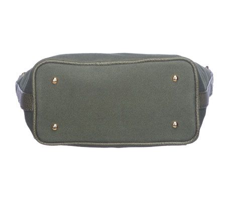 As Is Isaac Mizrahi Live! Studded Canvas Bucket Bag