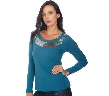 As Is Pamela Dennis PCG Long Sleeve Knit Top - A230184