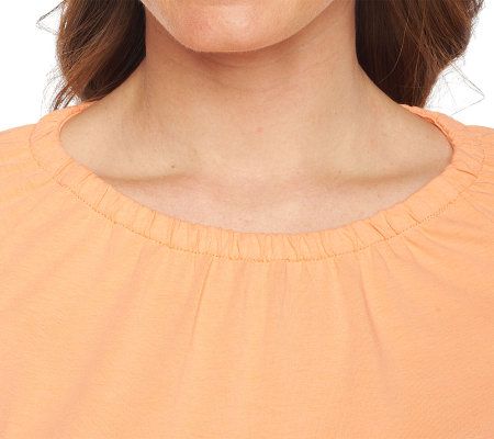 Liz Claiborne New York 3/4 Sleeve Knit T-Shirt w/ Shirring Detail