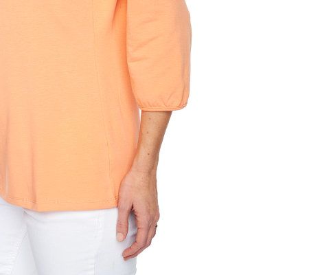 Liz Claiborne New York 3/4 Sleeve Knit T-Shirt w/ Shirring Detail