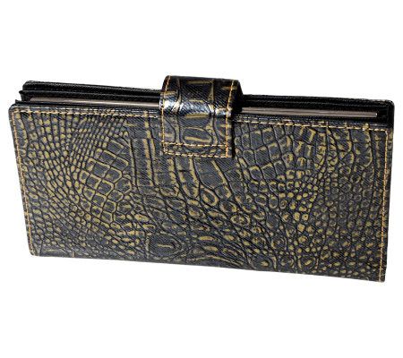 Journee Collection Womens Patent Snake-Print Clutch Wallet - A317484