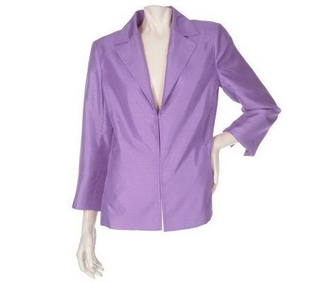 Susan Graver Shantung 3/4 Sleeve Jacket with Back Detail - A199485