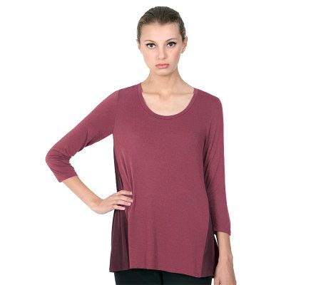 LOGO by Lori Goldstein Scoop Neck Tee with Flyaway Back - A209785