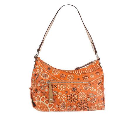 Isaac Mizrahi Live! Signature Print Hobo Bag w/Zipper Pocket