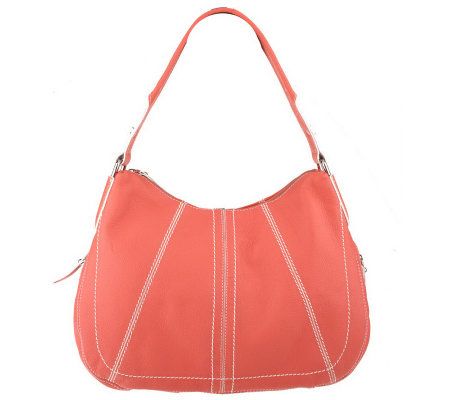 Tignanello Pebble Leather Zip Top Hobo Bag with Side Zippers - A213485