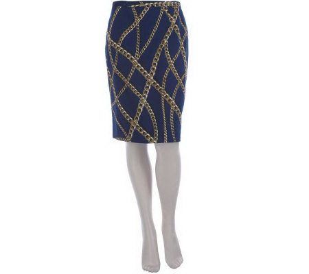 Linea by Louis DellOlio Chain Print Pencil Skirt - A215185