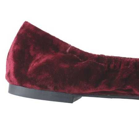 KathyVanZeeland Velvet Flats with Bow and Stud Detail