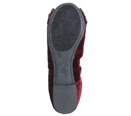 KathyVanZeeland Velvet Flats with Bow and Stud Detail