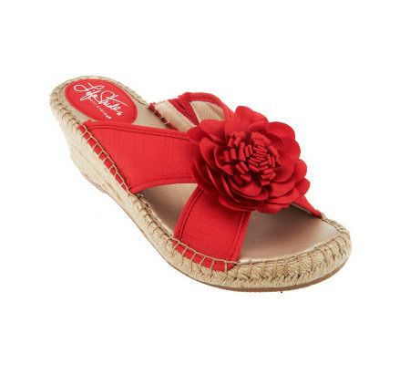 LifeStride Bloom Espadrille Slide Sandals w/Flower Detail - A231285