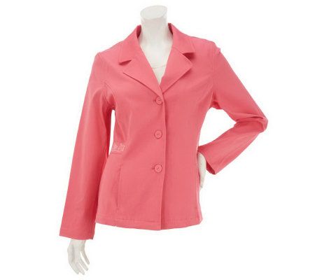 Denim & Co. Stretch Twill Floral Embroidered Jacket - A231885