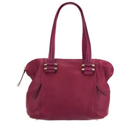 As Is B. Makowsky Zip Top Satchel With Front Zipper Pockets - A234585