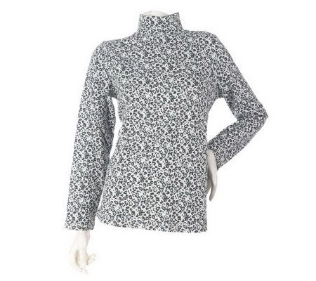 As Is Denim & Co. Long Sleeve Mock Neck Animal Print T-Shirt - A237385
