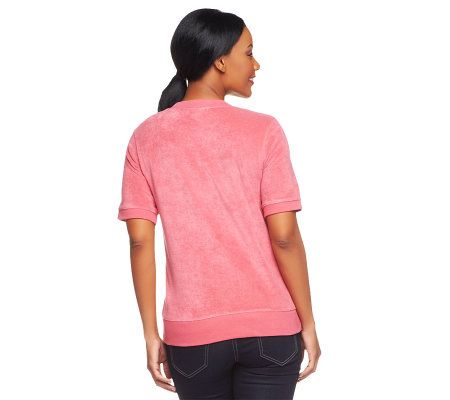 Denim & Co. Short Sleeve Terry Sweatshirt