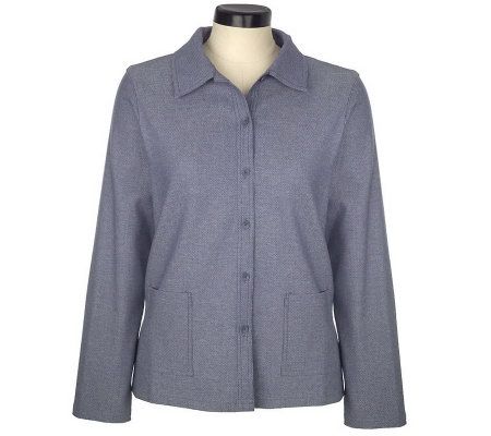 Denim & Co. Novelty Pique Stretch Denim Shirt - A9685