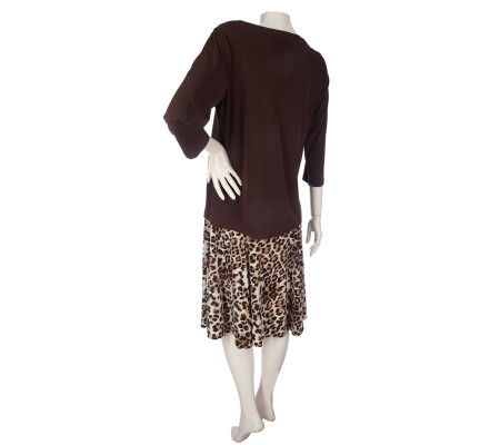 Susan Graver Liquid Knit 3/4 Sleeve Printed Top and Printed Skirt