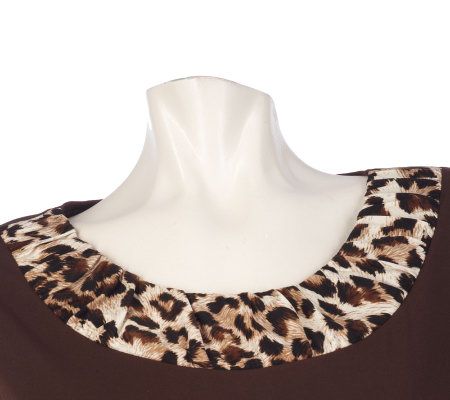 Susan Graver Liquid Knit 3/4 Sleeve Printed Top and Printed Skirt