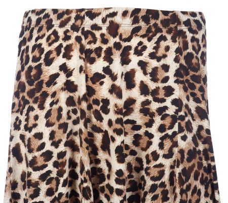 Susan Graver Liquid Knit 3/4 Sleeve Printed Top and Printed Skirt