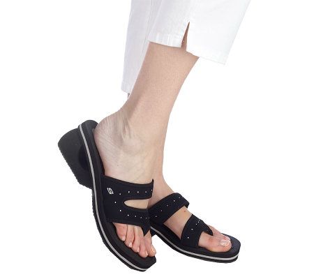 Skechers Stretch Cross Strap Toe Loop Sandals