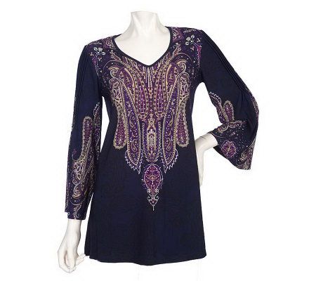 Effortless Style by Citiknits Knit Tunic with Print Placement - A203686