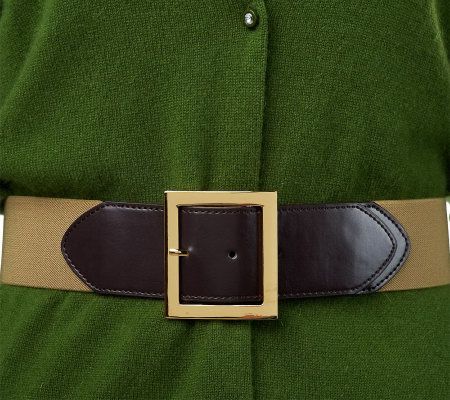 Isaac Mizrahi Live! Stretch Woven Belt with Smooth Trim - A215986