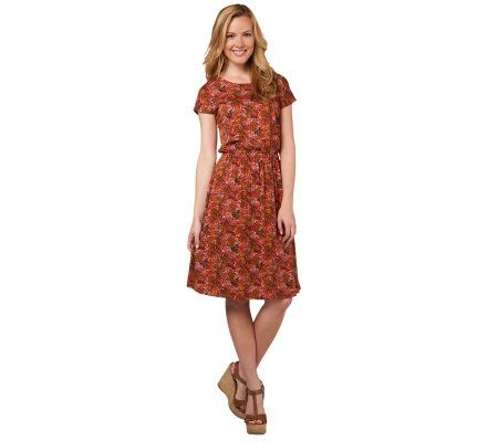 Isaac Mizrahi Live! Ditsy Feather Print Knit Dress - A216686