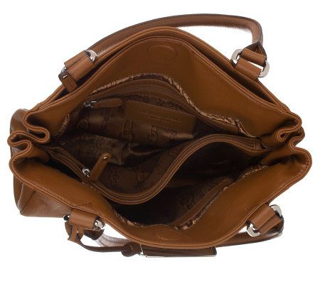 Tignanello Pebble Leather East/West Shopper with Buckle Detail