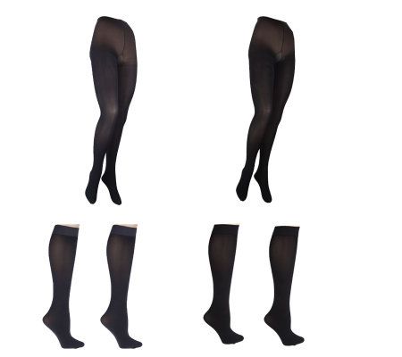 Legacy Legwear Touch of Satin Set of Two Tights & Two Trouser Socks - A216986