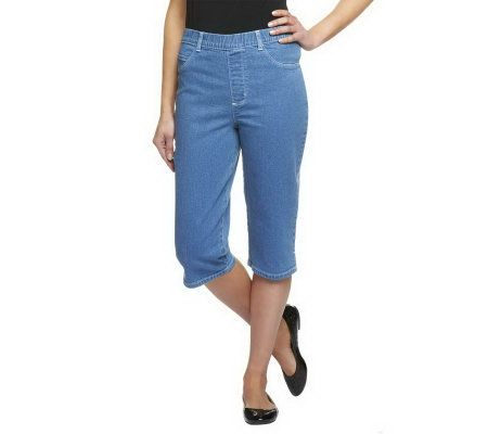 Denim & Co. Pull-On Pedal Pushers Side Slit Detail - A222786